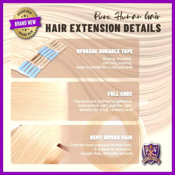 16 Inch Tape In Human Hair Extensions 50g 20Pcs Remy Straight main image 4